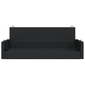 Schwarze Hängebank Poly Rattan 119 cm