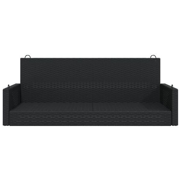 Schwarze Hängebank Poly Rattan 119 cm