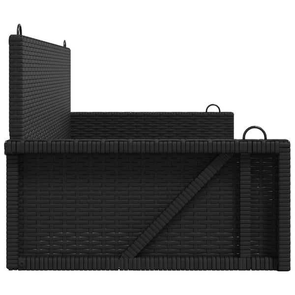 Schwarze Hängebank Poly Rattan 119 cm