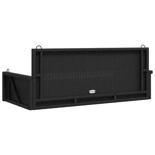 Schwarze Hängebank Poly Rattan 119 cm