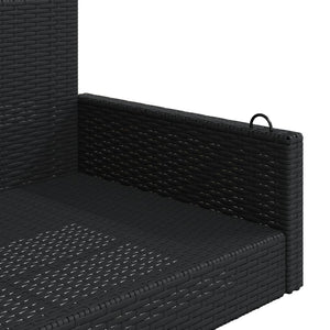 Schwarze Hängebank Poly Rattan 119 cm