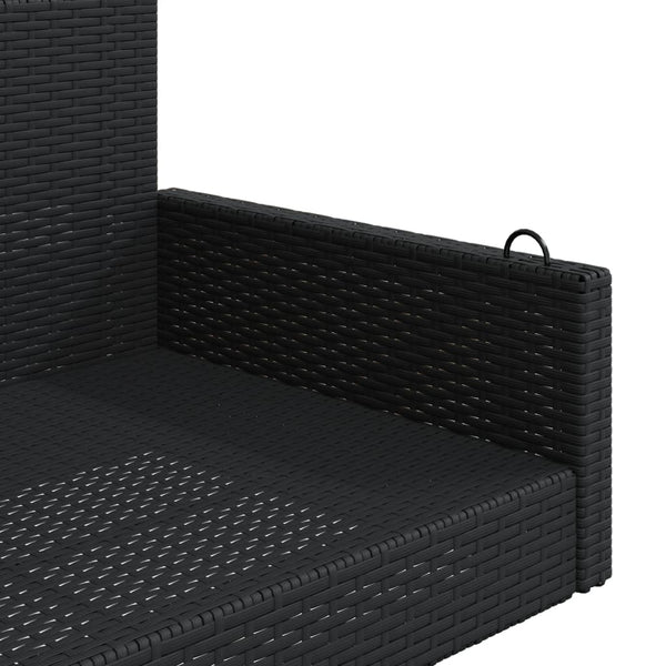 Schwarze Hängebank Poly Rattan 119 cm