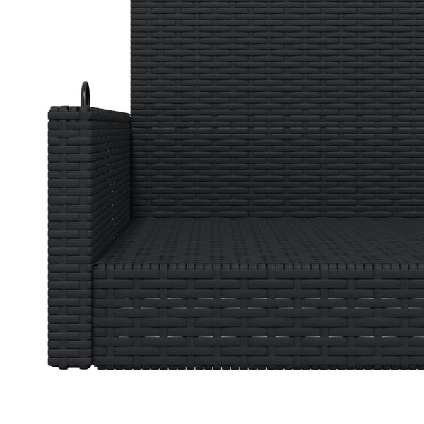 Schwarze Hängebank Poly Rattan 119 cm