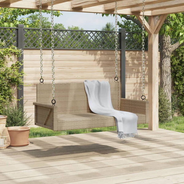 Beige Hängebank Poly Rattan 119 cm