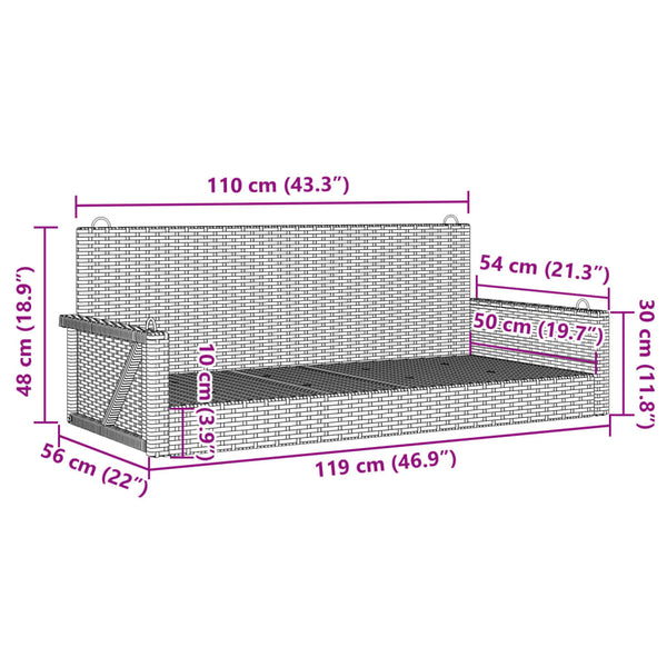 Beige Hängebank Poly Rattan 119 cm
