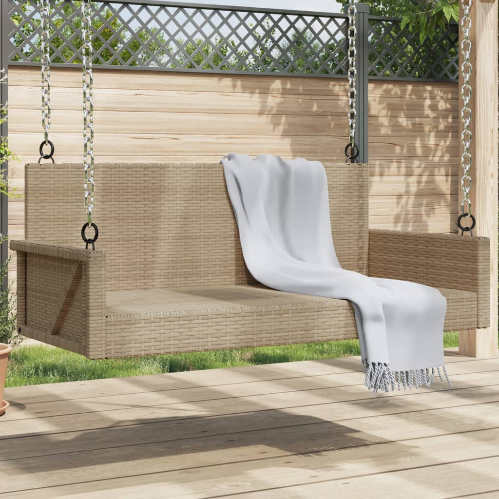 Beige Hängebank Poly Rattan 119 cm