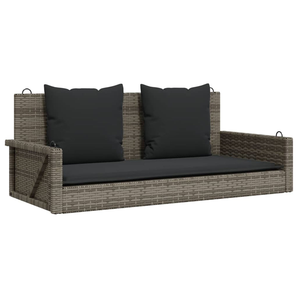 Hängebank Grau mit Kissen 119 cm Poly Rattan