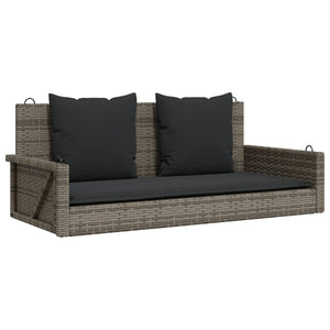 Hängebank Grau mit Kissen 119 cm Poly Rattan