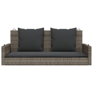 Hängebank Grau mit Kissen 119 cm Poly Rattan