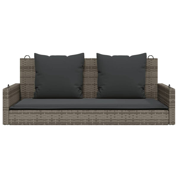 Hängebank Grau mit Kissen 119 cm Poly Rattan