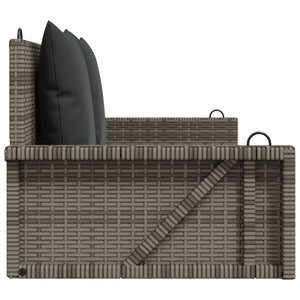 Hängebank Grau mit Kissen 119 cm Poly Rattan