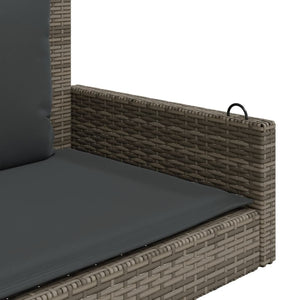 Hängebank Grau mit Kissen 119 cm Poly Rattan