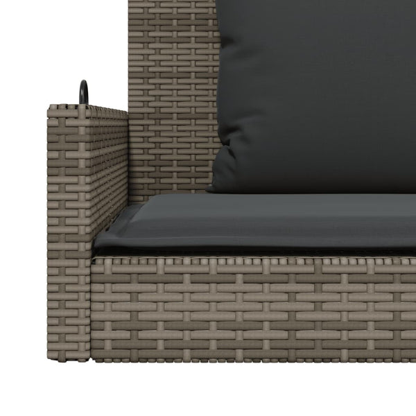 Hängebank Grau mit Kissen 119 cm Poly Rattan