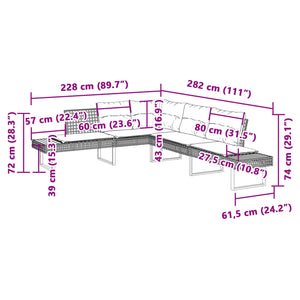 L-förmiges Gartensofa mit Kissen