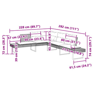 L-förmiges Gartensofa mit Kissen