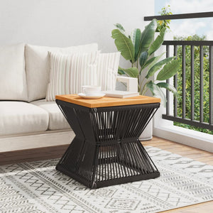 Couchtisch Akazienholz mit Drahtgestell Schwarz 38x38 cm