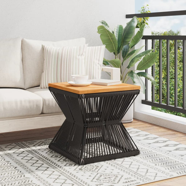 Couchtisch Akazienholz mit Drahtgestell Schwarz 38x38 cm