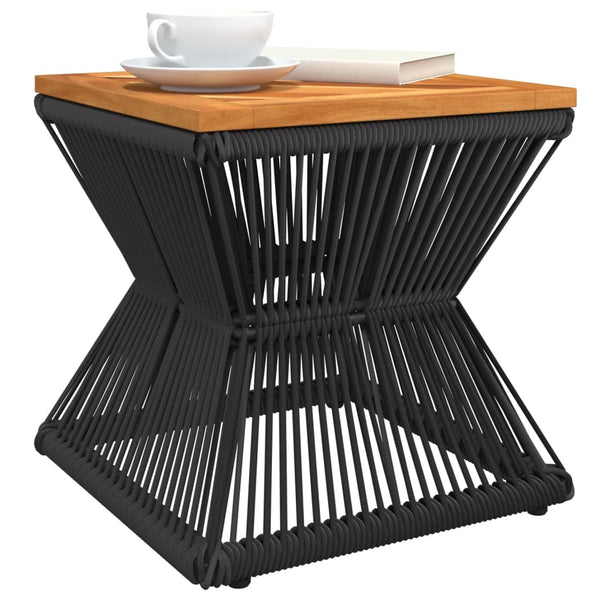 Couchtisch Akazienholz mit Drahtgestell Schwarz 38x38 cm