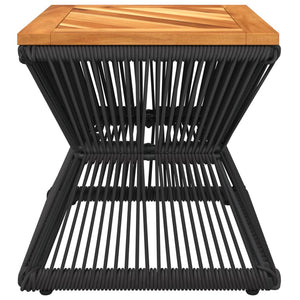 Couchtisch Akazienholz mit Drahtgestell Schwarz 38x38 cm