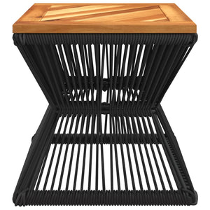 Couchtisch Akazienholz mit Drahtgestell Schwarz 38x38 cm