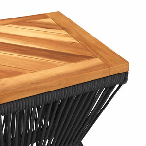 Couchtisch Akazienholz mit Drahtgestell Schwarz 38x38 cm