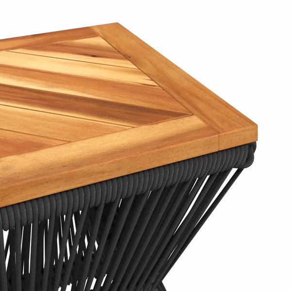 Couchtisch Akazienholz mit Drahtgestell Schwarz 38x38 cm