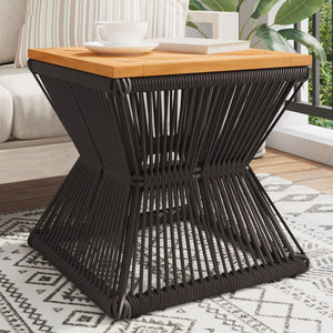 Couchtisch Akazienholz mit Drahtgestell Schwarz 38x38 cm