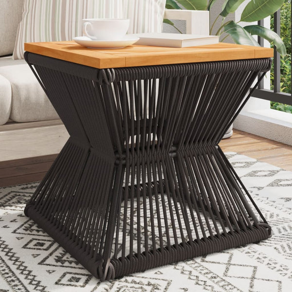 Couchtisch Akazienholz mit Drahtgestell Schwarz 38x38 cm