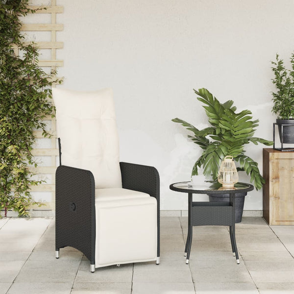 Verstellbarer Gartensessel mit Kissen, Schwarz
