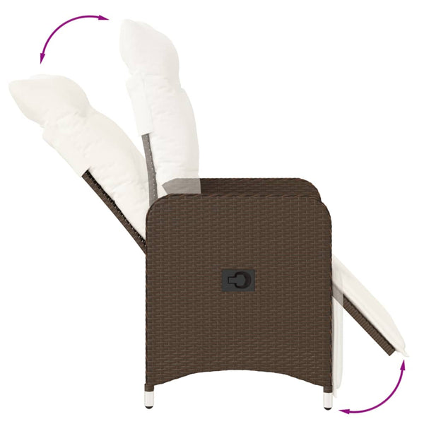 Verstellbarer Gartensessel mit Kissen, Braun