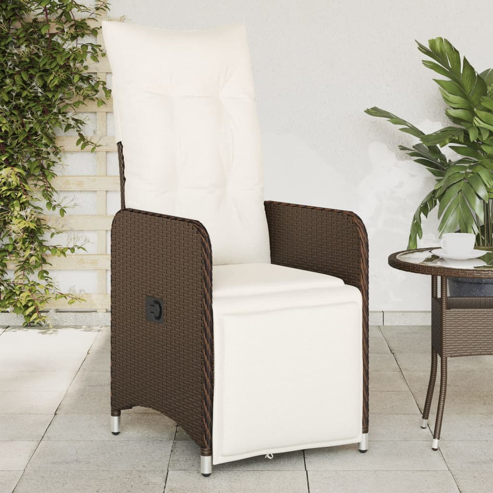 Verstellbarer Gartensessel mit Kissen, Braun