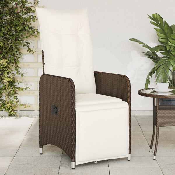 Verstellbarer Gartensessel mit Kissen, Braun
