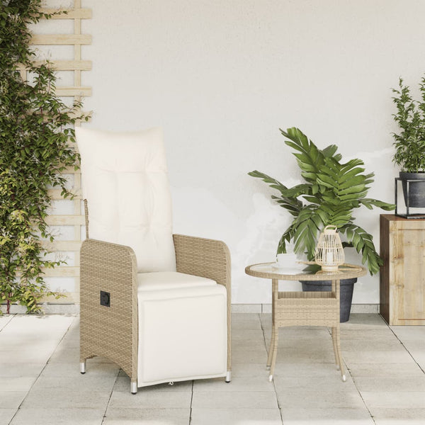 Verstellbarer Gartensessel mit Kissen, Beige