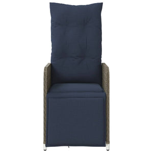 vidaXL Fauteuil de jardin réglable avec coussin gris en résine tressée