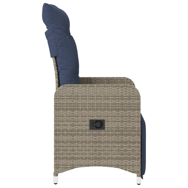 vidaXL Fauteuil de jardin réglable avec coussin gris en résine tressée