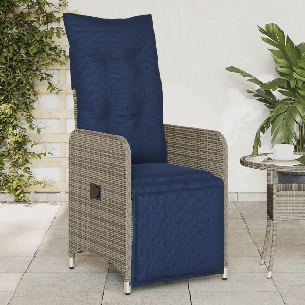 Verstellbarer Gartensessel mit Kissen, Grau