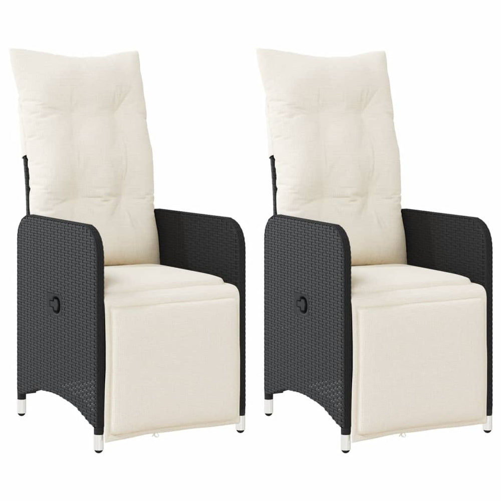 vidaXL Fauteuils de jardin avec coussins 2 pcs Réglables Noir Résine tressée