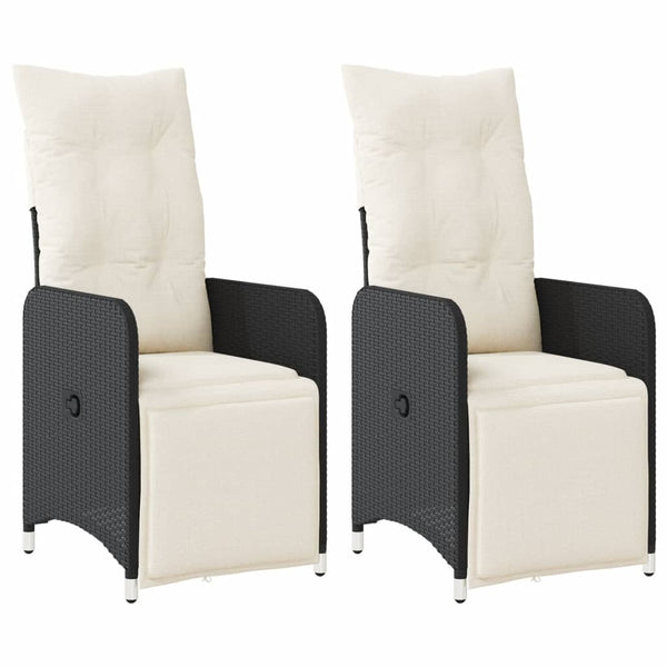 vidaXL Fauteuils de jardin avec coussins 2 pcs Réglables Noir Résine tressée