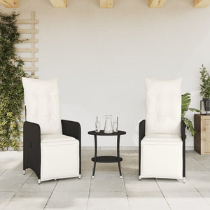 vidaXL Fauteuils de jardin avec coussins 2 pcs Réglables Noir Résine tressée