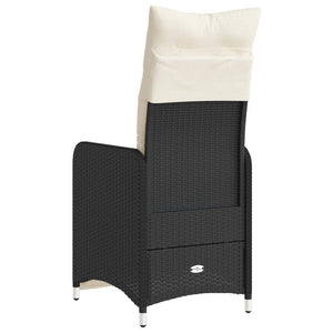 vidaXL Fauteuils de jardin avec coussins 2 pcs Réglables Noir Résine tressée