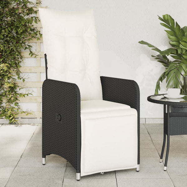 vidaXL Fauteuils de jardin avec coussins 2 pcs Réglables Noir Résine tressée