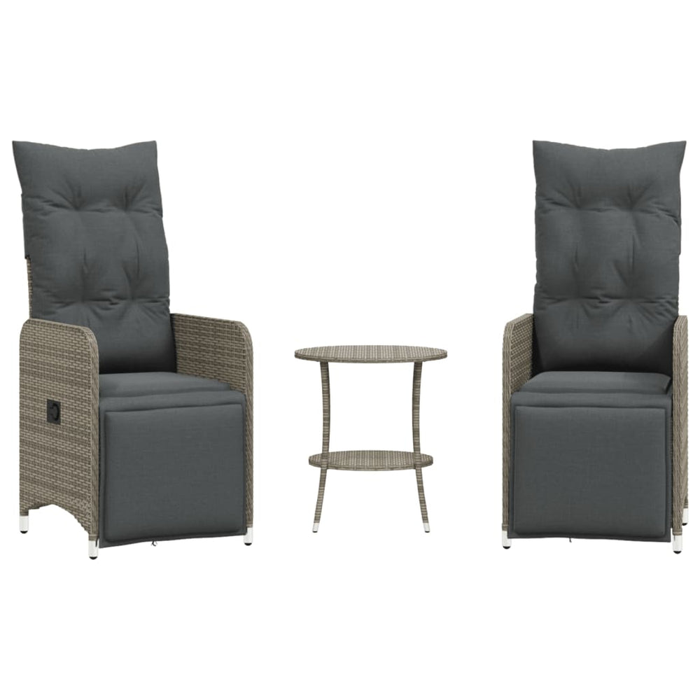 Poly Rattan Relaxsessel Set mit Tisch Grau