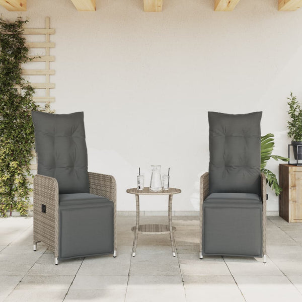 Poly Rattan Relaxsessel Set mit Tisch Grau