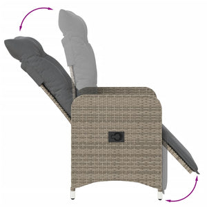 Poly Rattan Relaxsessel Set mit Tisch Grau