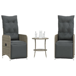 Poly Rattan Relaxsessel Set mit Tisch Grau