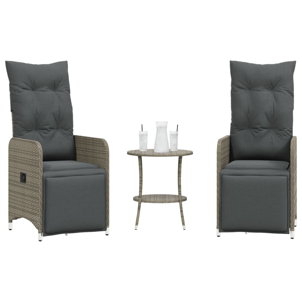 Poly Rattan Relaxsessel Set mit Tisch Grau