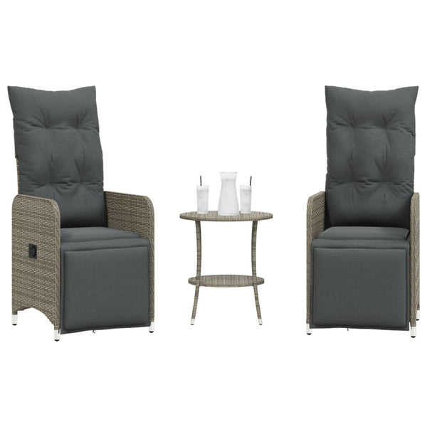 Poly Rattan Relaxsessel Set mit Tisch Grau