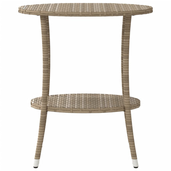 Verstellbare Gartensessel mit Tisch, Beige Rattan, 2er-Set