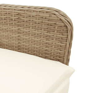Verstellbare Gartensessel mit Tisch, Beige Rattan, 2er-Set