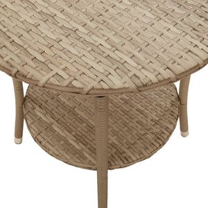 Verstellbare Gartensessel mit Tisch, Beige Rattan, 2er-Set